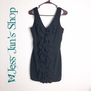 Alythea Ruffle Sheath Dress Black Small